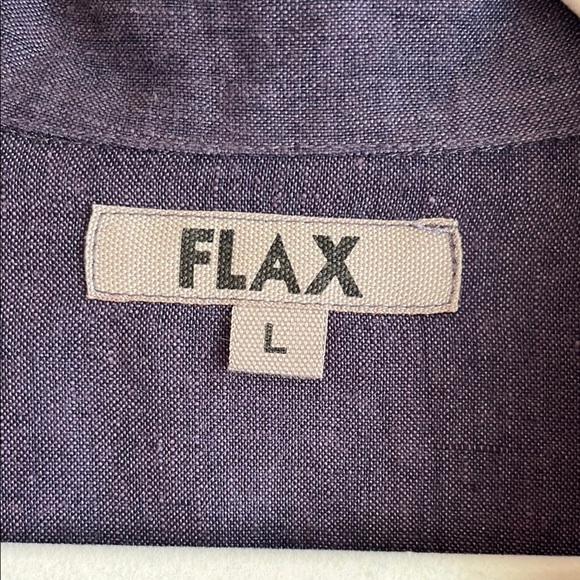FLAX Purple Button Down 100% Linen Lagenlook Boho Office Career Shirt Sz Lg - Picture 2 of 14